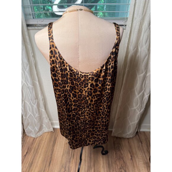 WHBM Reversible Leopard & Floral Satin Blouse Top XL Ultimate Tank cottage core - Picture 5 of 14